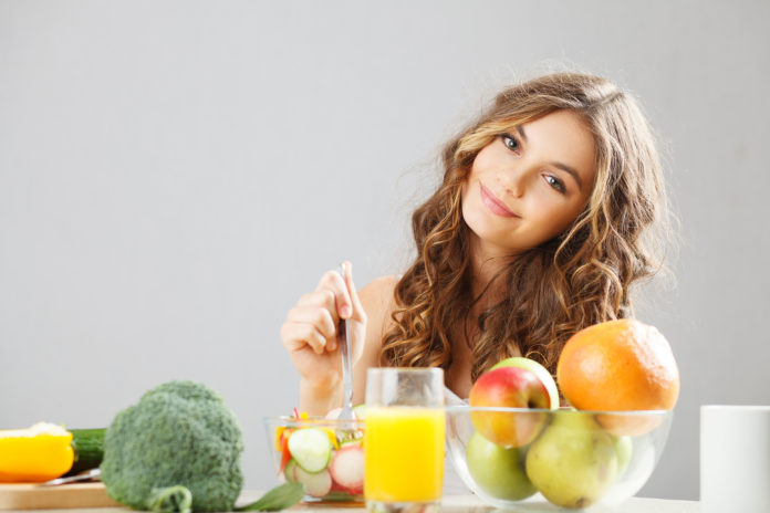 Wedding Affair Girl eating healthy food in quarantine.