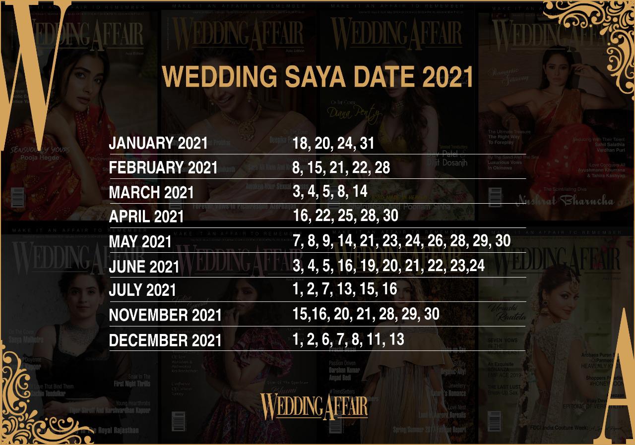 Saya Dates : Wedding Calendar 2021 Wedding Saya Calendar
