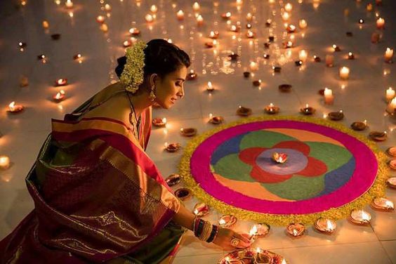 Wedding-Affair Newlywed bride diwali attire