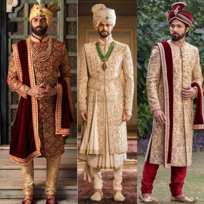Wedding day groom sherwani
