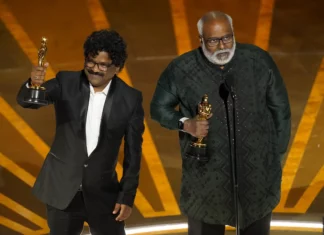 Oscars 2023 Chandrabose And Keeravani With Best Original Song Award