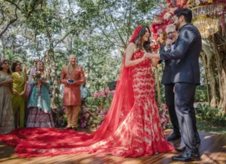 8 Bridal Lehenga Alternatives for Modern Bride red wedding gown