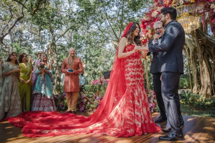 Feature red wedding gown