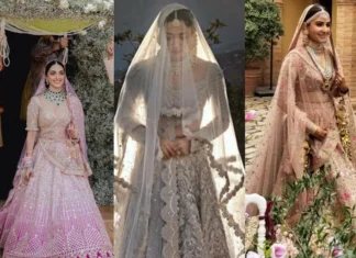 8 Designer Pastel Lehengas Worn by Celebrity Brides pastel lehenga