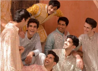 Unique Groom Attires for Men in Mirror Work unique groom attires for men